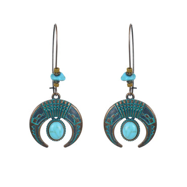 1 Pair Retro Round Alloy Patchwork Women'S Drop Earrings