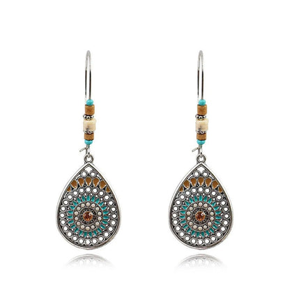 1 Pair Retro Round Alloy Patchwork Women'S Drop Earrings