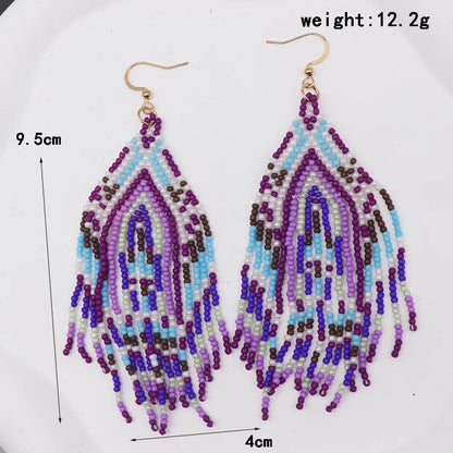 1 Pair Retro Round Beaded Glass Drop Earrings