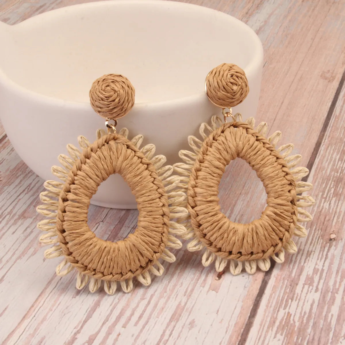 1 Pair Retro Round Braid Paper Drop Earrings