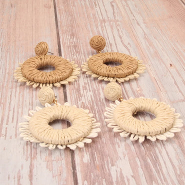 1 Pair Retro Round Braid Paper Drop Earrings