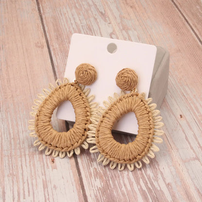 1 Pair Retro Round Braid Paper Drop Earrings