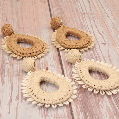 1 Pair Retro Round Braid Paper Drop Earrings