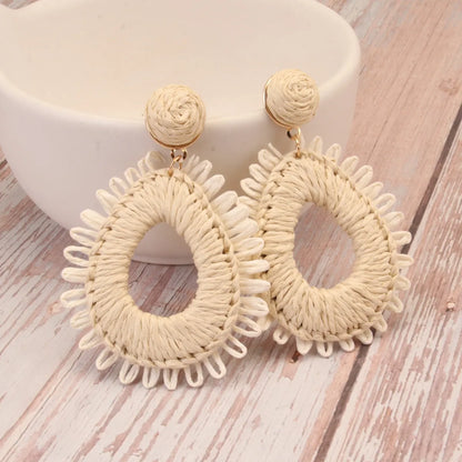 1 Pair Retro Round Braid Paper Drop Earrings