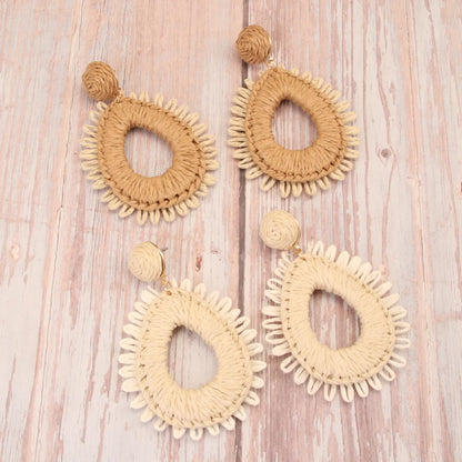 1 Pair Retro Round Braid Paper Drop Earrings