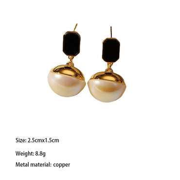 1 Pair Retro Round Copper 18K Gold Plated Drop Earrings