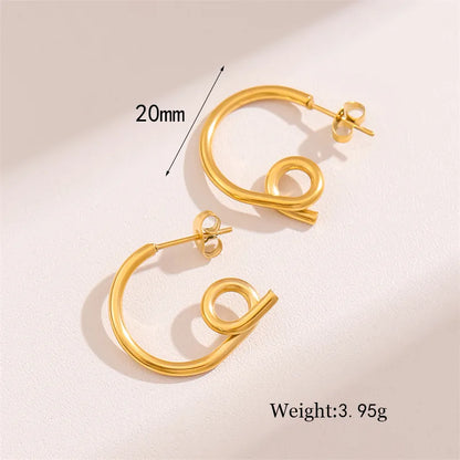 1 Pair Retro Round Knot Plating Stainless Steel 18K Gold Plated Hoop Earrings