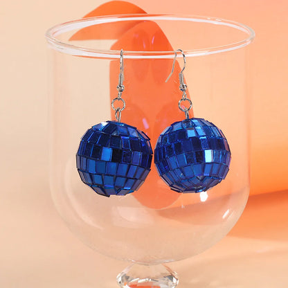 1 Pair Retro Round Patchwork Glass Glass Drop Earrings