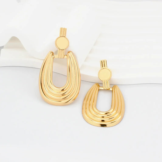 1 Pair Retro Round Plating Inlay Iron Pearl Drop Earrings