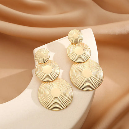 1 Pair Retro Round Plating Metal Drop Earrings