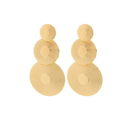 1 Pair Retro Round Plating Metal Drop Earrings