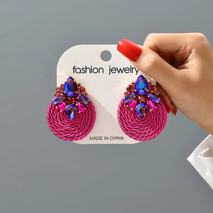 1 Pair Retro Round Rhinestone Women'S Earrings