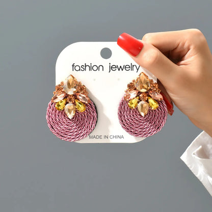 1 Pair Retro Round Rhinestone Women'S Earrings