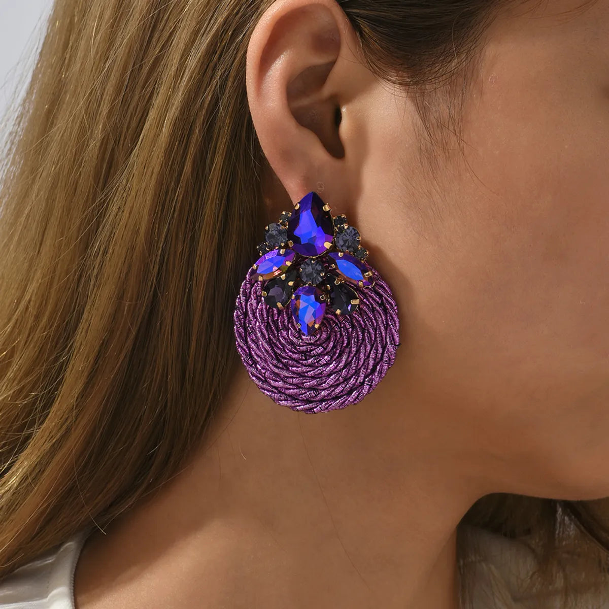 1 Pair Retro Round Rhinestone Women'S Earrings