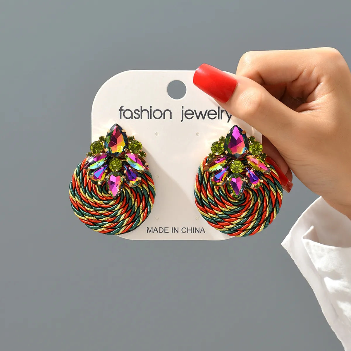 1 Pair Retro Round Rhinestone Women'S Earrings