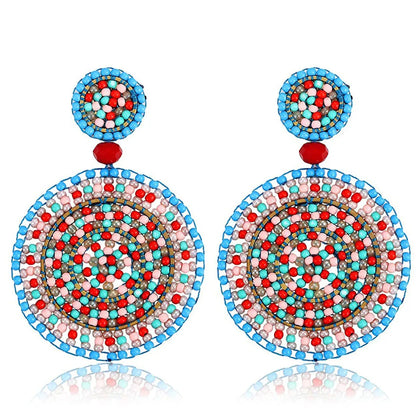 1 Pair Retro Round Seed Bead Drop Earrings