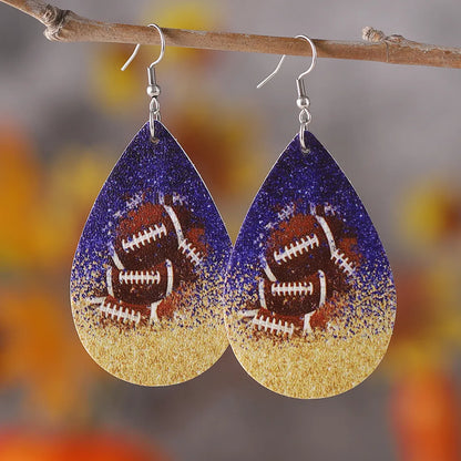 1 Pair Retro Rugby Water Droplets Gradient Color Pu Leather Drop Earrings