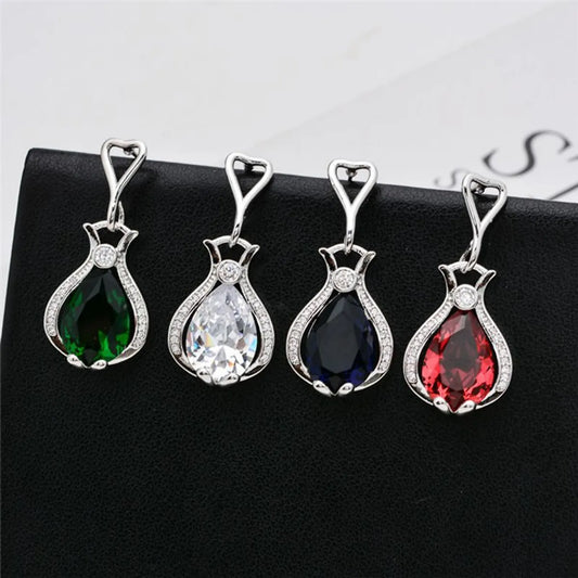 1 Pair Retro Shiny Water Droplets Vase Plating Inlay Copper Zircon White Gold Plated Drop Earrings