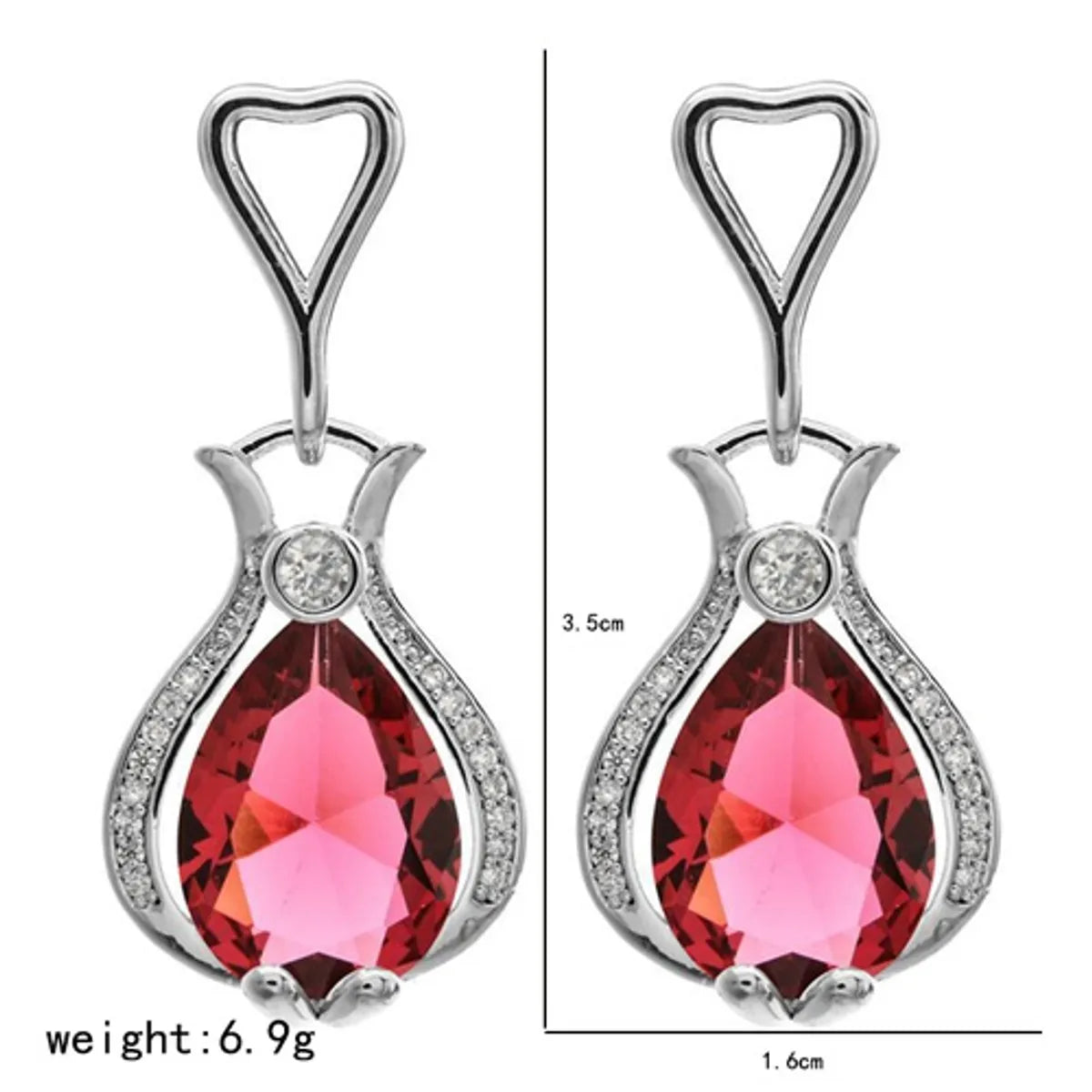 1 Pair Retro Shiny Water Droplets Vase Plating Inlay Copper Zircon White Gold Plated Drop Earrings