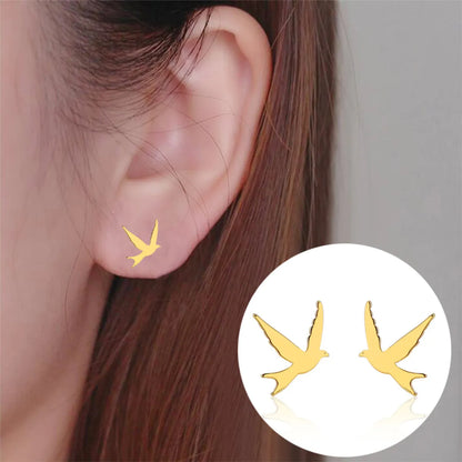 1 Pair Retro Simple Style Animal Bird Polishing Plating 304 Stainless Steel 18K Gold Plated Ear Studs