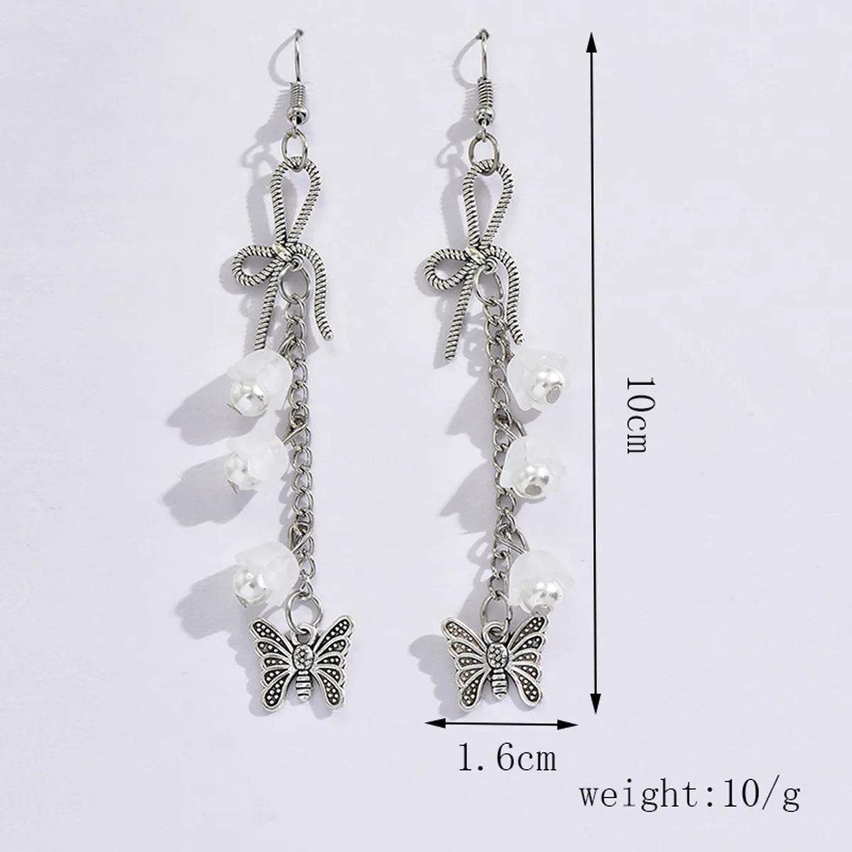 1 Pair Retro Simple Style Butterfly Bow Knot Pearl Alloy Drop Earrings