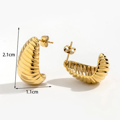 1 Pair Retro Simple Style C Shape Horns Plating Stainless Steel 18k Gold Plated Ear Studs