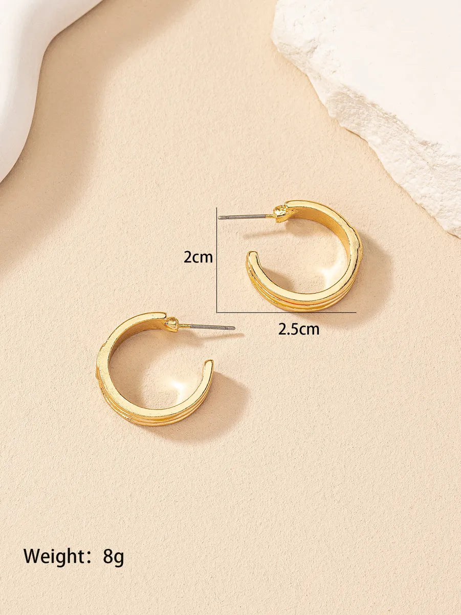 1 Pair Retro Simple Style C Shape Plating Alloy Hoop Earrings