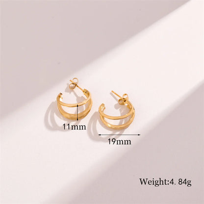 1 Pair Retro Simple Style C Shape Plating Stainless Steel 18k Gold Plated Earrings