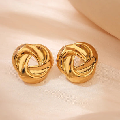 1 Pair Retro Simple Style Classic Style Solid Color 304 Stainless Steel Ear Studs