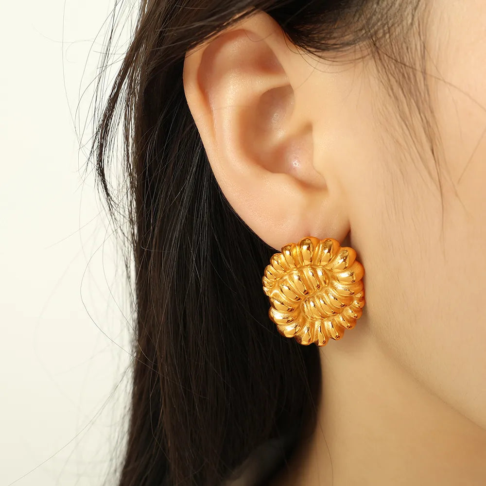 1 Pair Retro Simple Style Classic Style Twist Plating 304 Stainless Steel 18K Gold Plated Ear Studs