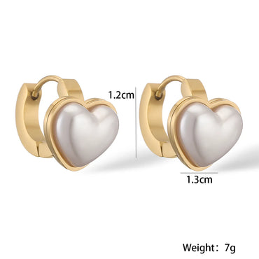 1 Pair Retro Simple Style Commute Heart Shape Inlay 304 Stainless Steel Artificial Pearls Earrings