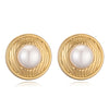 1 Pair Retro Simple Style Commute Round Heart Shape Inlay 304 Stainless Steel Pearl Ear Studs