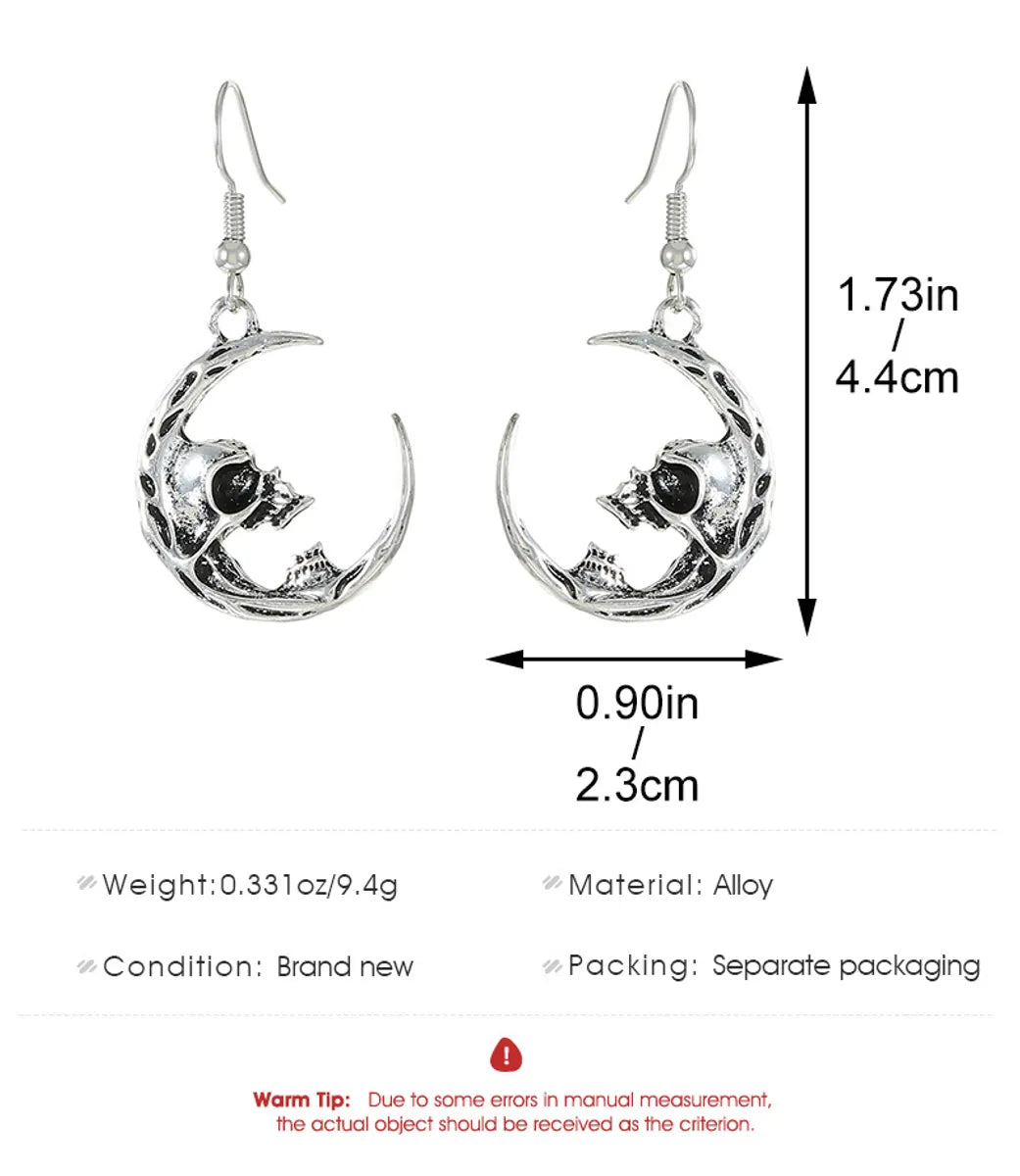 1 Pair Retro Simple Style Cool Style Geometric Skull Plating Alloy Copper Drop Earrings