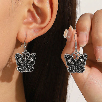 1 Pair Retro Simple Style Cool Style Geometric Skull Plating Alloy Copper Drop Earrings