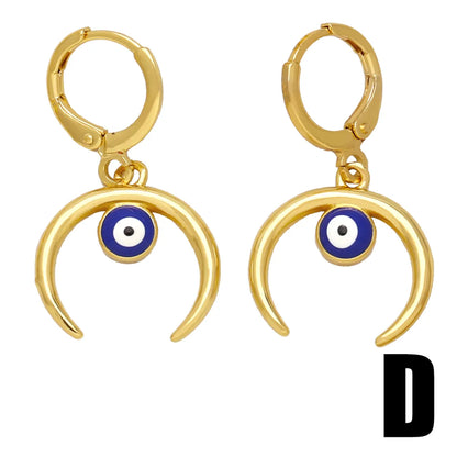 1 Pair Retro Simple Style Devil's Eye Plating Inlay Copper Zircon 18k Gold Plated Drop Earrings