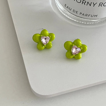 1 Pair Retro Simple Style Flower Inlay Alloy Zircon Ear Studs