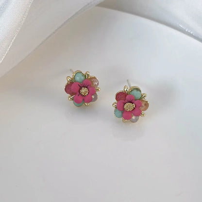 1 Pair Retro Simple Style Flower Plating Alloy Gold Plated Ear Studs