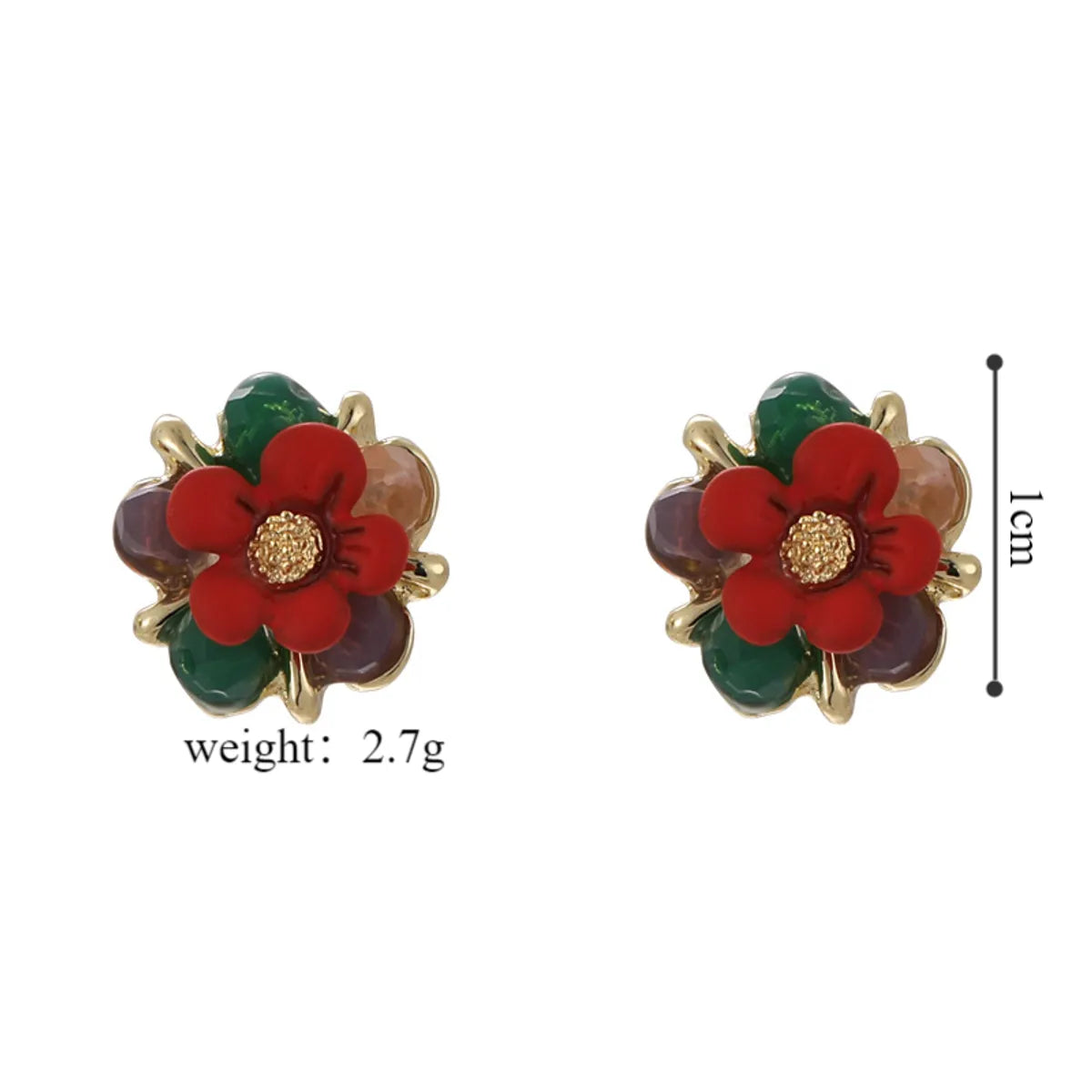 1 Pair Retro Simple Style Flower Plating Alloy Gold Plated Ear Studs