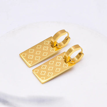 1 Pair Retro Simple Style Flower Plating Titanium Steel 18K Gold Plated Drop Earrings