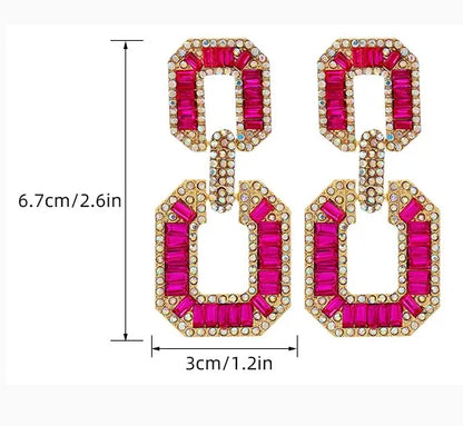 1 Pair Retro Simple Style Geometric Artificial Crystal Alloy Drop Earrings