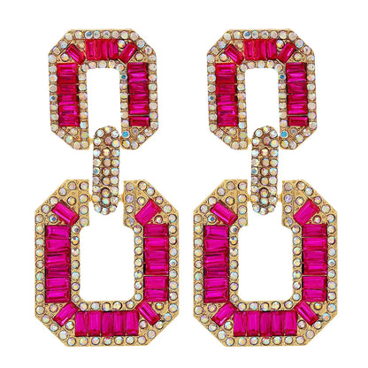 1 Pair Retro Simple Style Geometric Artificial Crystal Alloy Drop Earrings