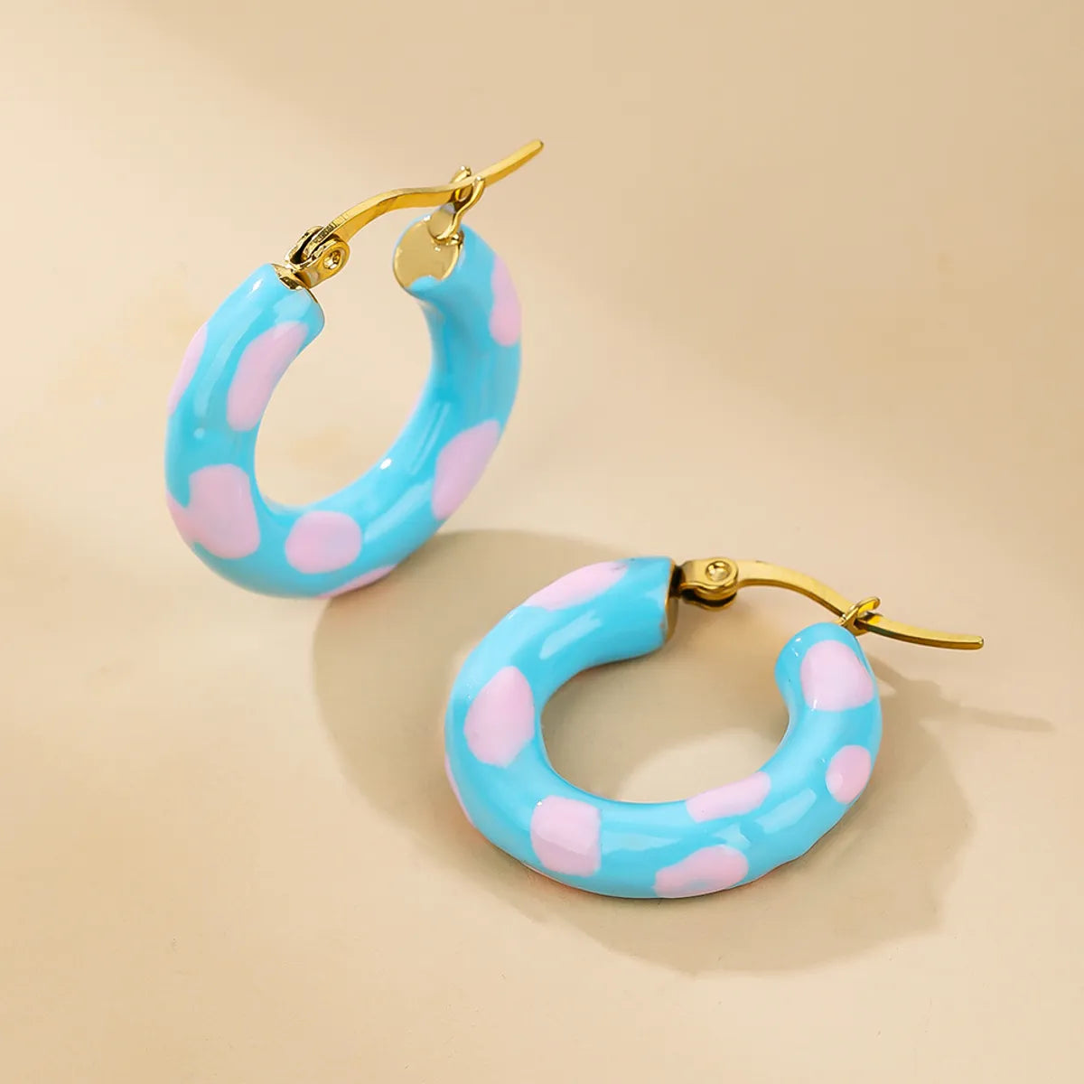 1 Pair Retro Simple Style Geometric Enamel Plating Titanium Steel 18k Gold Plated Hoop Earrings