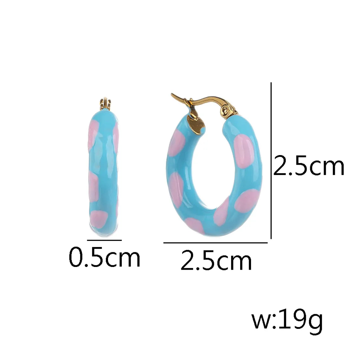 1 Pair Retro Simple Style Geometric Enamel Plating Titanium Steel 18k Gold Plated Hoop Earrings