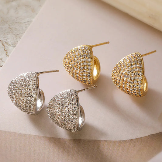 1 Pair Retro Simple Style Geometric Inlay Copper Zircon 18K Gold Plated Ear Studs