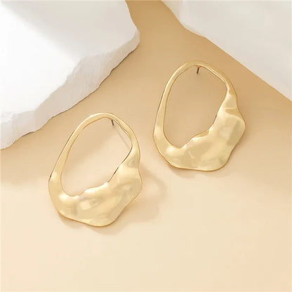 1 Pair Retro Simple Style Geometric Irregular Pleated Alloy Ear Studs