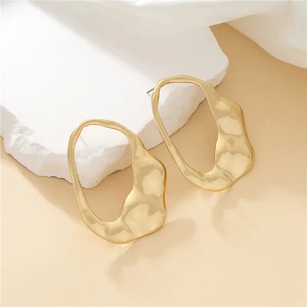 1 Pair Retro Simple Style Geometric Irregular Pleated Alloy Ear Studs