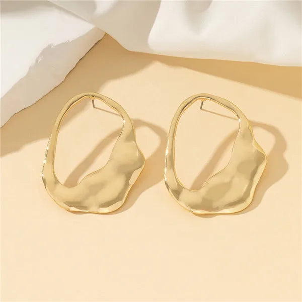 1 Pair Retro Simple Style Geometric Irregular Pleated Alloy Ear Studs