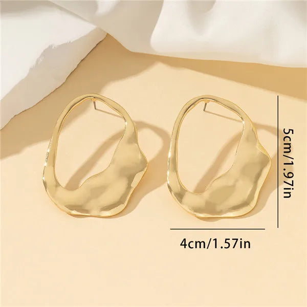 1 Pair Retro Simple Style Geometric Irregular Pleated Alloy Ear Studs