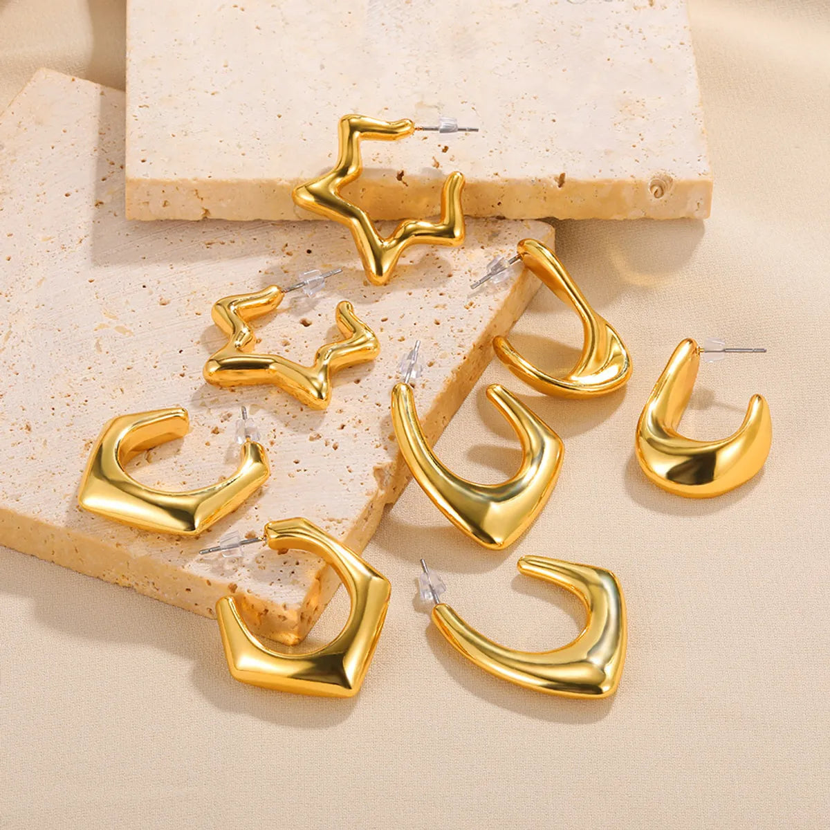 1 Pair Retro Simple Style Geometric Plating Alloy Earrings