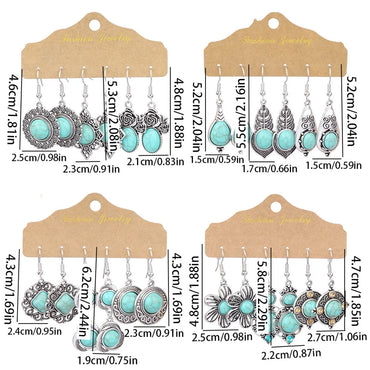 1 Pair Retro Simple Style Geometric Plating Alloy Turquoise Drop Earrings